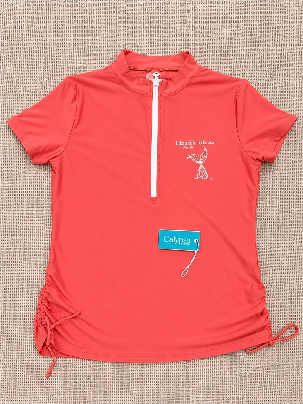 Calypso Coral Short Sleeve Rash Guard with Zip